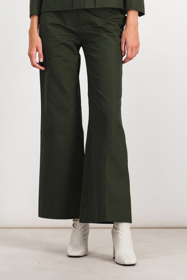 Low waist flared canvas pants