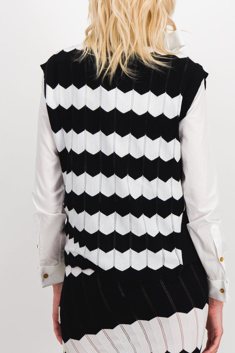 Vivienne Westwood - Asymmetric chevron knit sleeveless v-neck vest