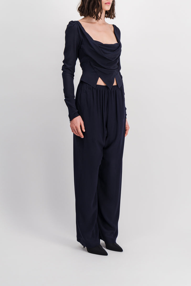 Vivienne Westwood - Draped long sleeved top with waterfall collor