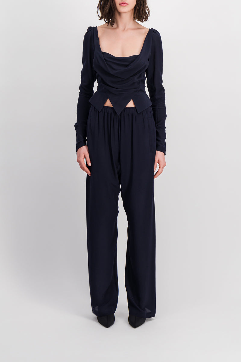 Vivienne Westwood - Draped long sleeved top with waterfall collor