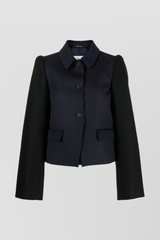Wide sleeve bi-coloured fitted jacket