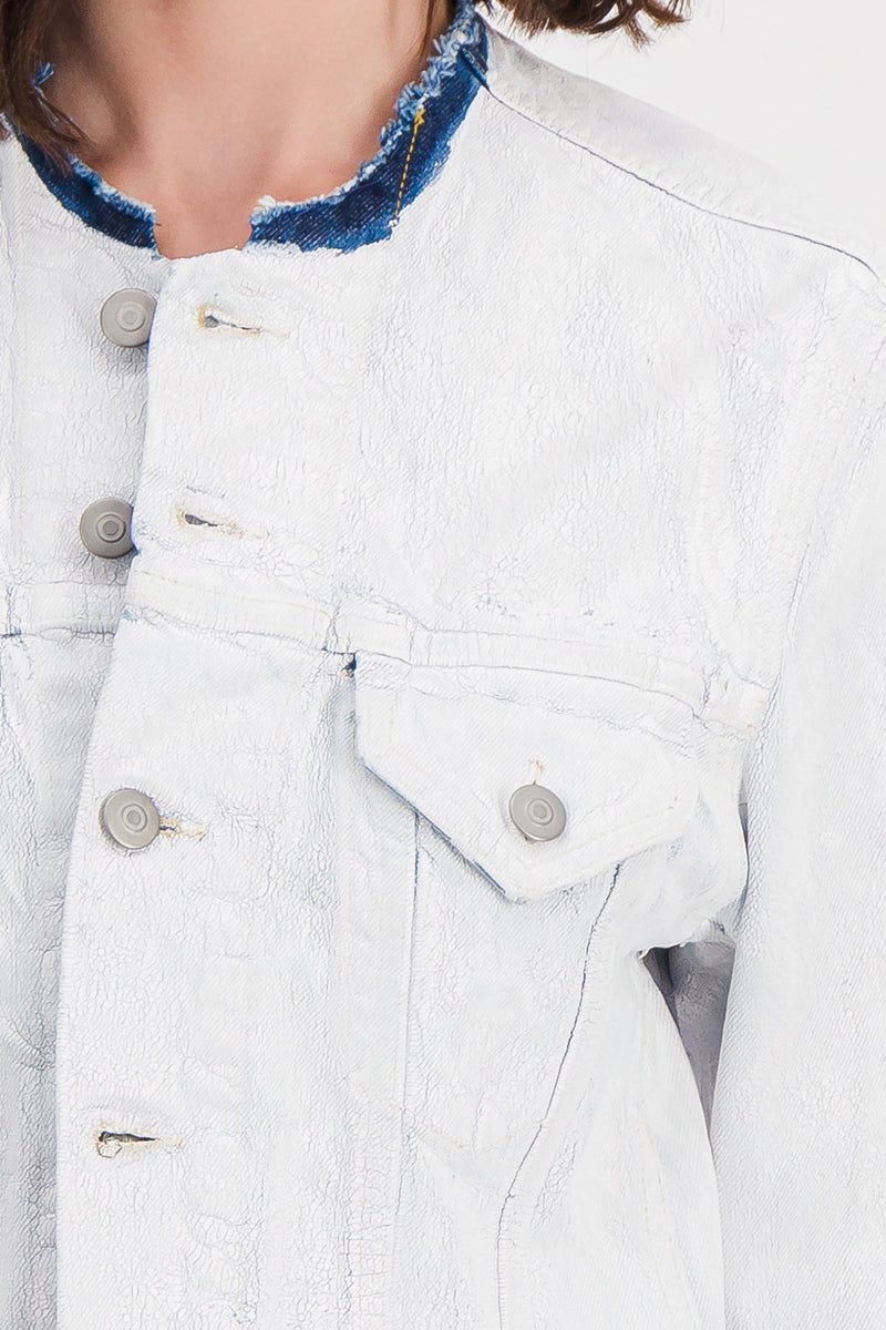 Maison Margiela - Cropped white denim jacket