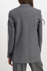 Drawstring speckled wool tailoring blazer
