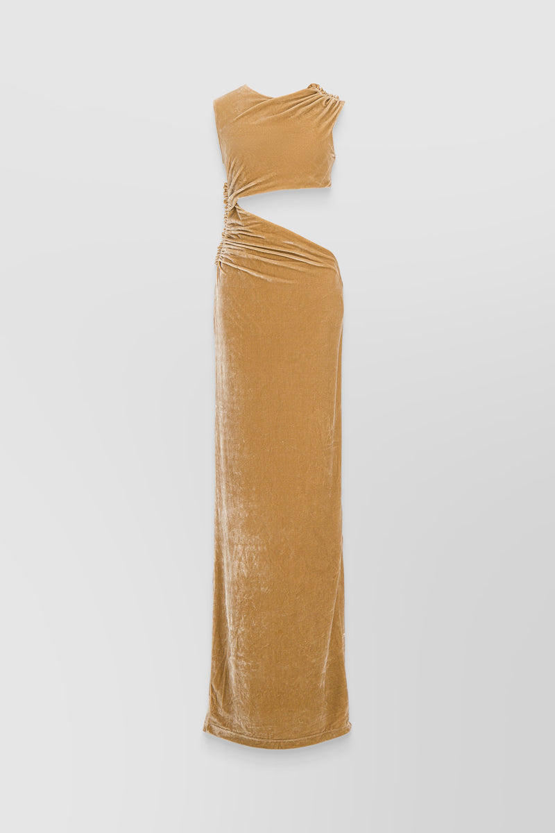 Atlein - Cut out draped velvet maxi dress