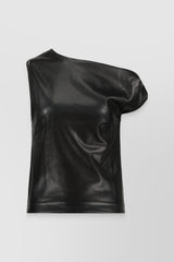 One shoulder bodycon vegan leather top