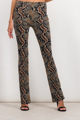 Snake print slim straight leg pants