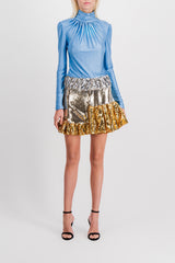Sequin mini-skirt with buffy hem
