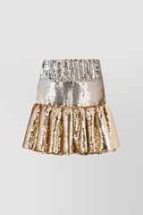 Sequin mini-skirt with buffy hem