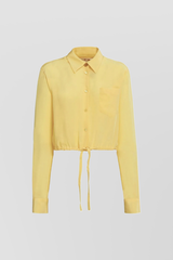 Cropped yellow satin shirt