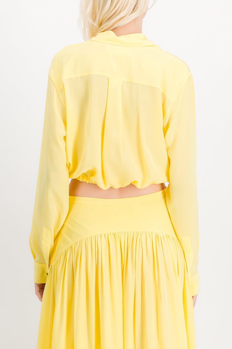 Marni - Cropped yellow satin shirt