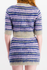Stripped mohair cropped cardigan