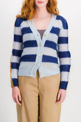 Stripped multi-color mohair cardigan