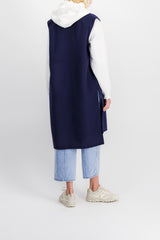 Sleeveless wool-cashmere long vest coat