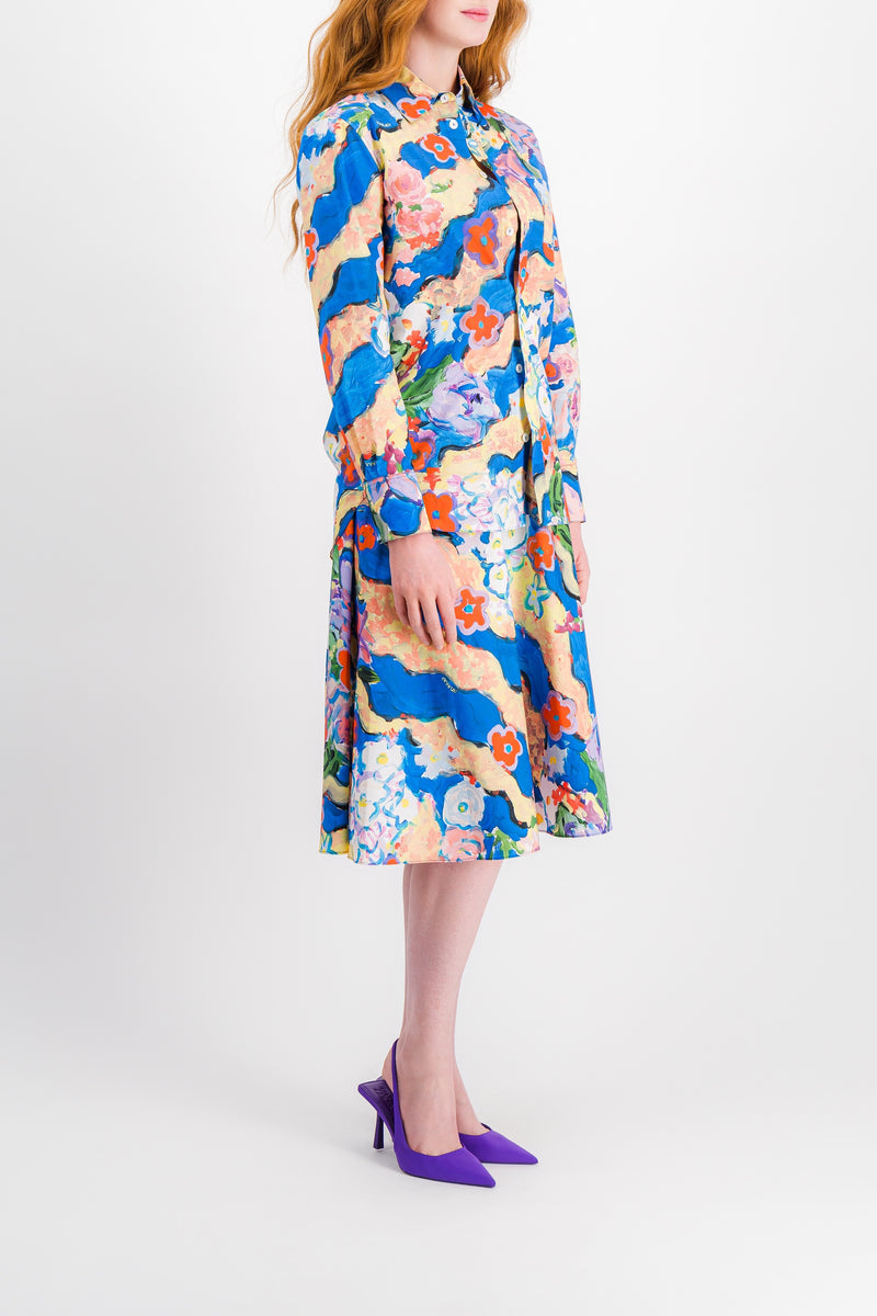 Marni - Multi color printed pleated A-line midi skirt