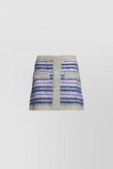 Stripped mohair front-buttoned mini skirt