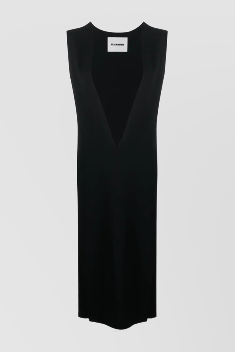 Jil Sander - Deep v-neck fine viscose straight midi dress