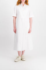 A-line maxi dress in heavy cotton poplin and wide short sleeves