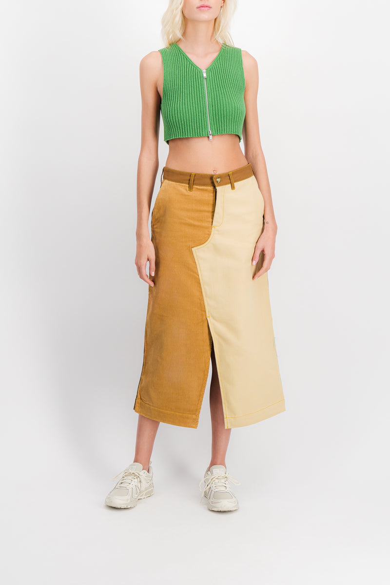 Jil Sander - Knitted v-neck crop top with zipped front