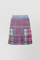 Tartan knit mini skirt