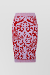 Knit pencil skirt with paisley print