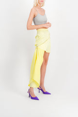Asymmetric yellow mini skirt