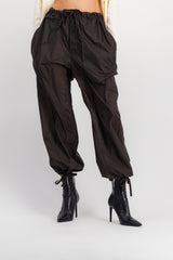 Transparent nylon loose wide leg pants
