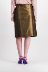Shiny straight midi skirt