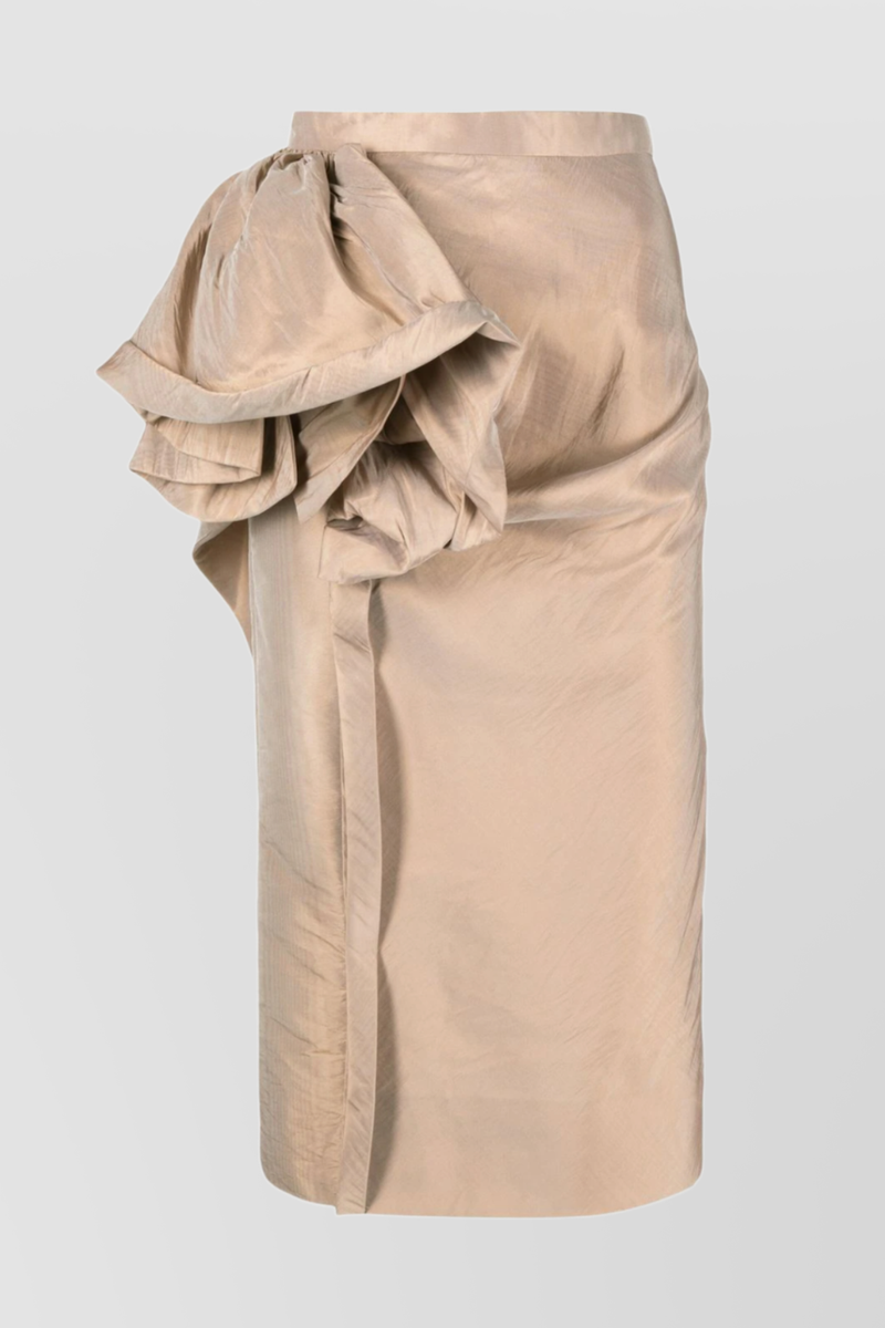Maison Margiela - Transparent nylon pencil midi skirt with draped flower