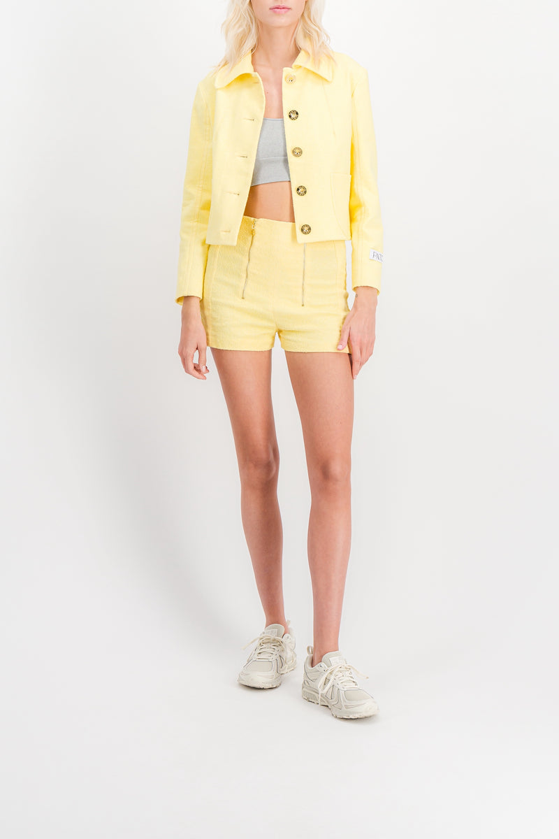 Patou - Yellow tweed tailored short jacket