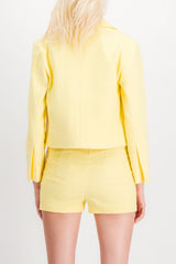 Yellow tweed tailored short jacket