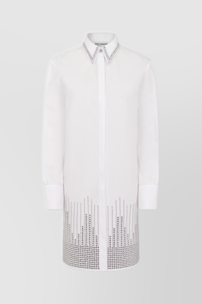 Paco Rabanne - White mini shirtdress with silver studs