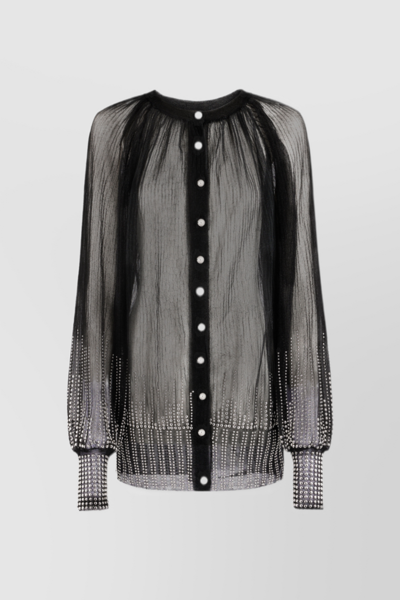 Paco Rabanne - Transparent loose cardigan with silver studs