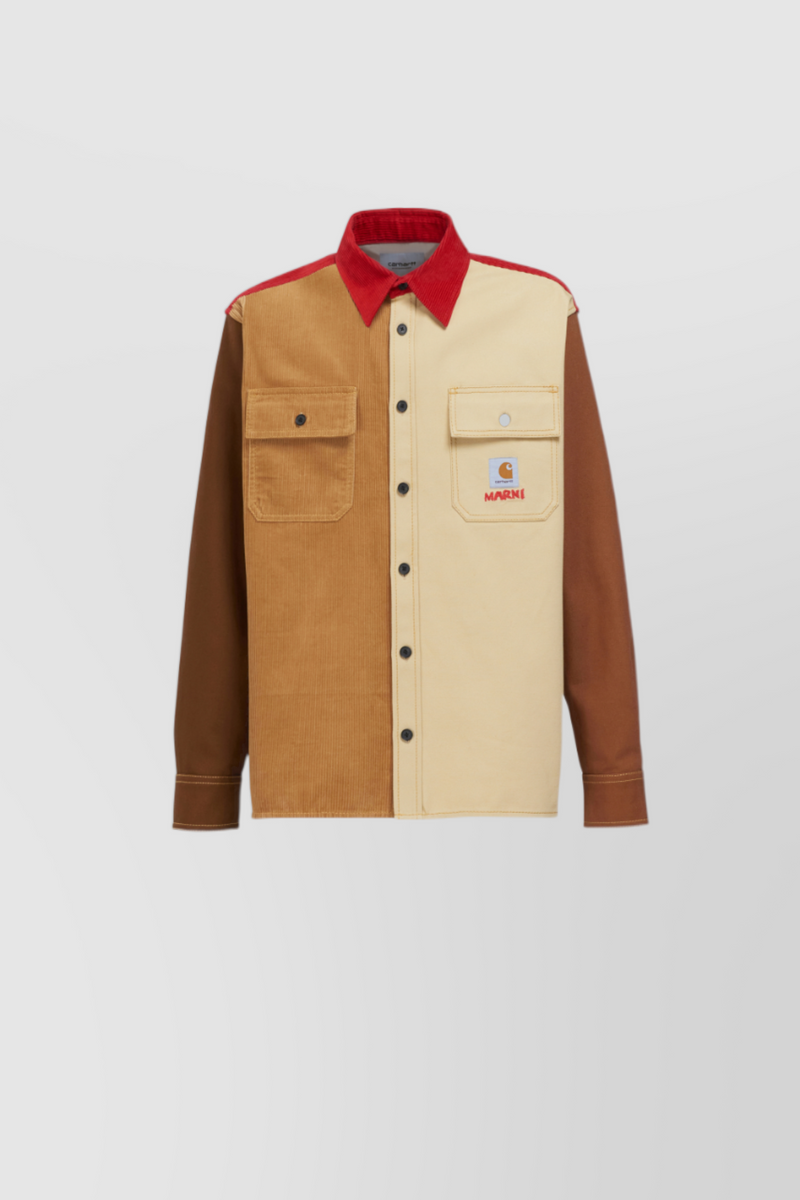 Marni - Color block long sleeved boyfriend shirt with front pockets