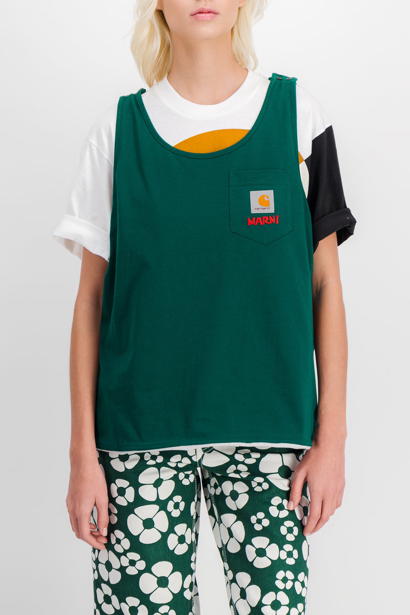 Marni - Loose t-shirt with Carhartt print and camisole overlayer