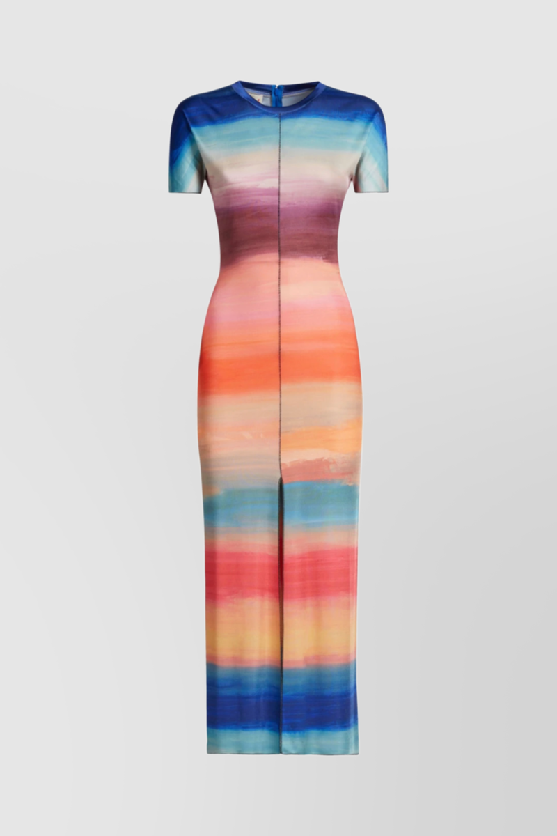 Marni - Multicolored bodycon maxi dress with front slit