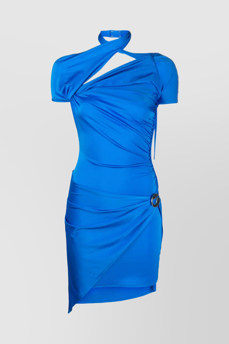 Coperni - Azur blue draped stretch mini-dress