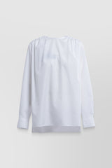 White gathered boxy cotton shirt