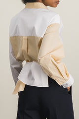 Two-tone asymmetric organic cotton shirt