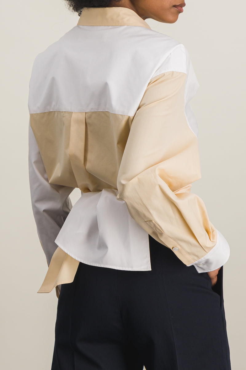 Marni - Two-tone asymmetric organic cotton shirt