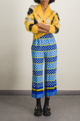 Cropped straight leg silk pyjama pant with dots & stripes