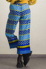 Cropped straight leg silk pyjama pant with dots & stripes