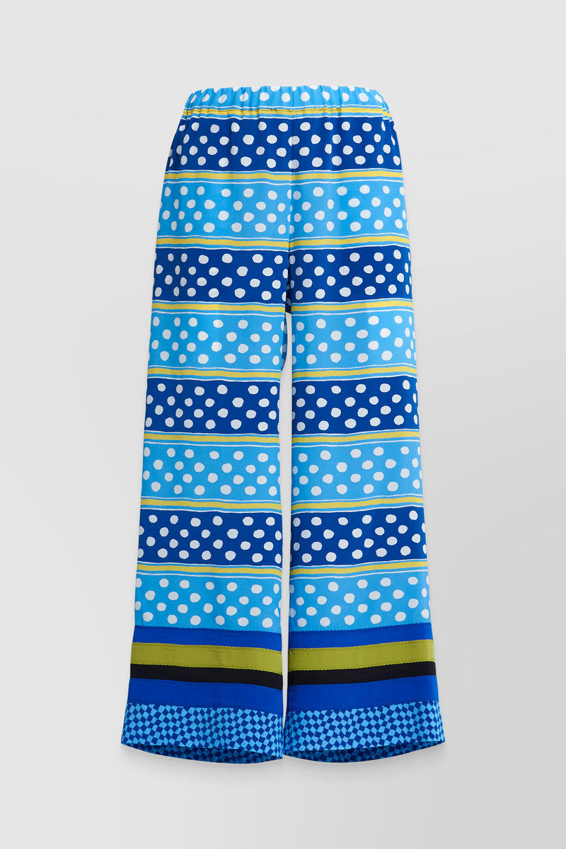 Marni - Cropped straight leg silk pyjama pant with dots & stripes