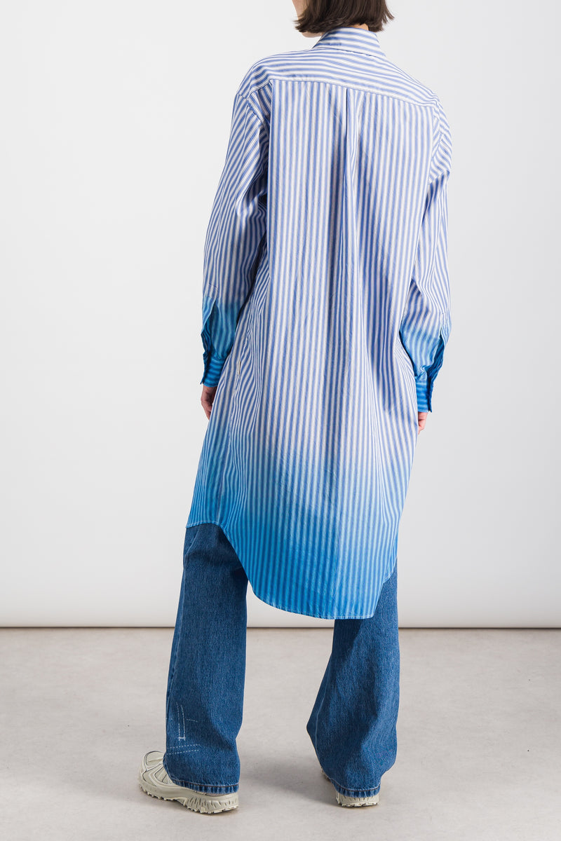 Marni - Striped mid cotton shirt-dress with dyed bottom