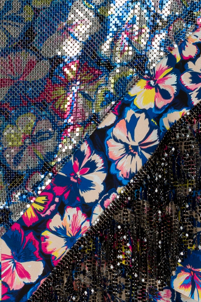 Paco Rabanne - Mix mesh flower printed asymmetric mini skirt