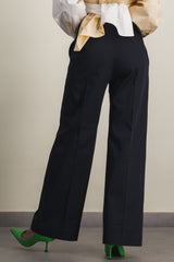 Straight leg tailored night blue organic coton pants