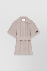 Organic cotton and wool short sleeved belted jacket