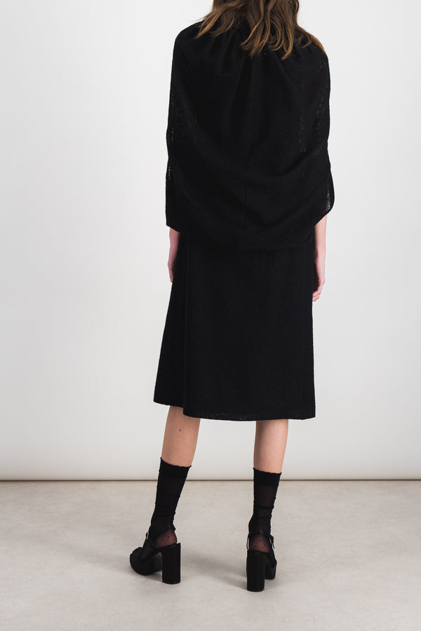 Wool perforated cape dress