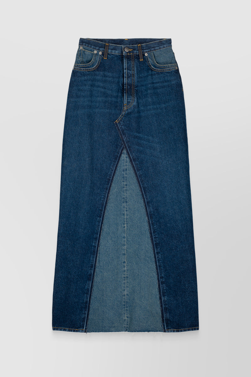 Maison Margiela - Combo denim maxi jeans skirt