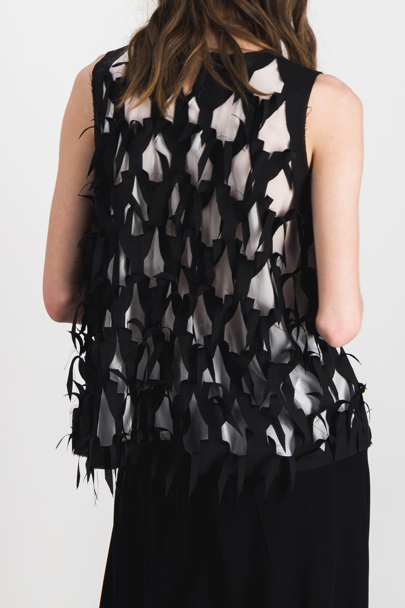 Maison Margiela - Bi-fabric top with cut-outs and contrast lining