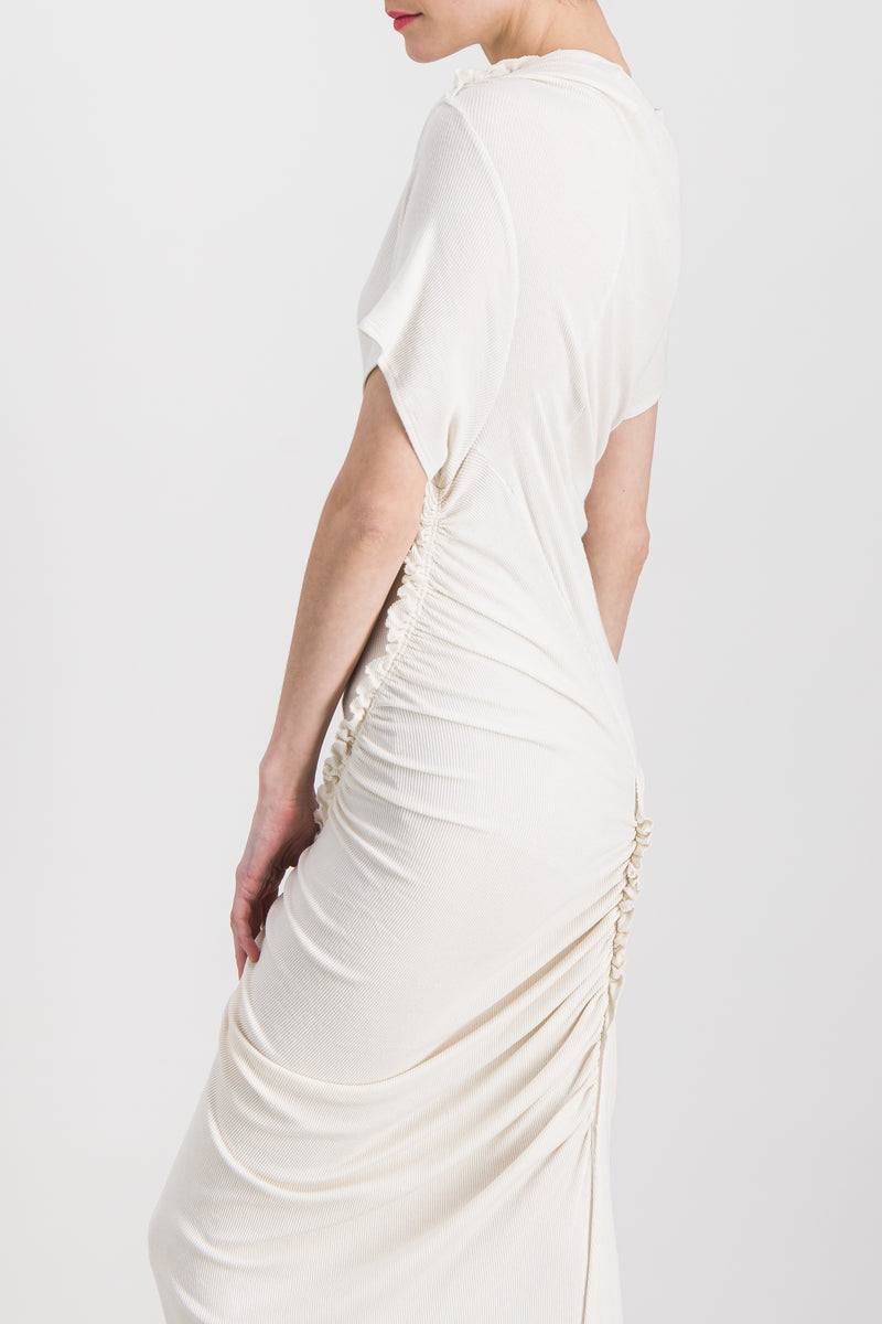 Atlein - Ruched cotton rib maxi dress